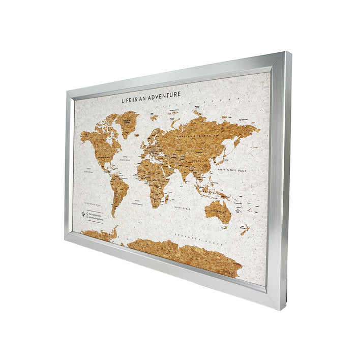 Splosh - Travel Map World Small - White with Silver Frame