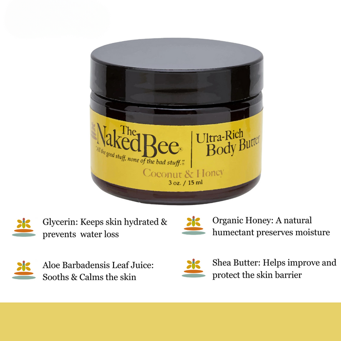 The Naked Bee - Coconut & Honey - Ultra-Rich Body Butter 3oz