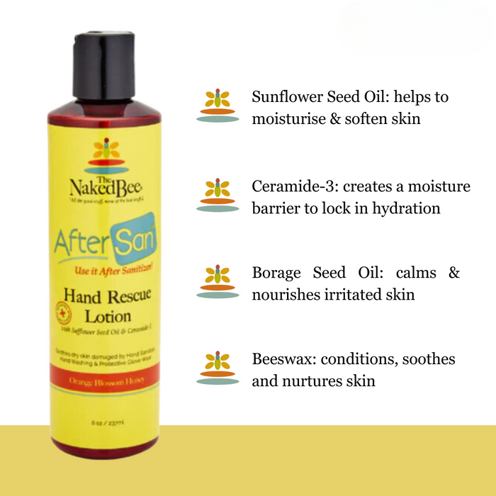 The Naked Bee - Orange Blossom Honey - AfterSan Hand Rescue 8oz