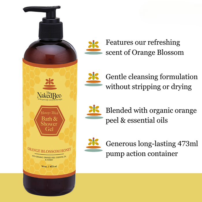 The Naked Bee - Orange Blossom Honey - Bath & Shower Gel 16oz