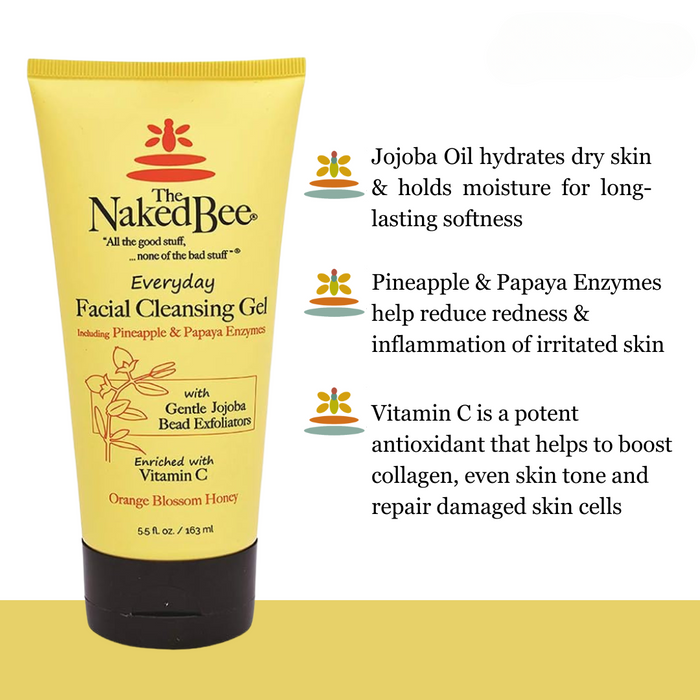 The Naked Bee - Orange Blossom Honey - Everyday Facial Cleansing Gel 5.5oz