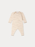 Timini set with train print in organic cotton