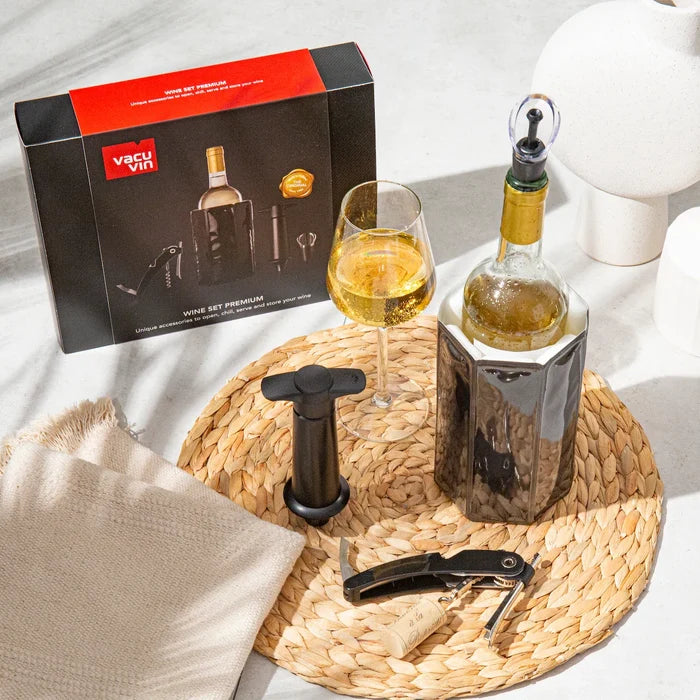 Vacu Vin Wijnset Premium - Zwart - 4 delige set