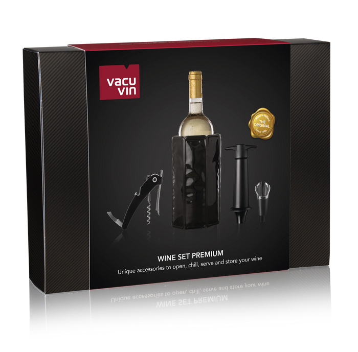 Vacu Vin Wijnset Premium - Zwart - 4 delige set