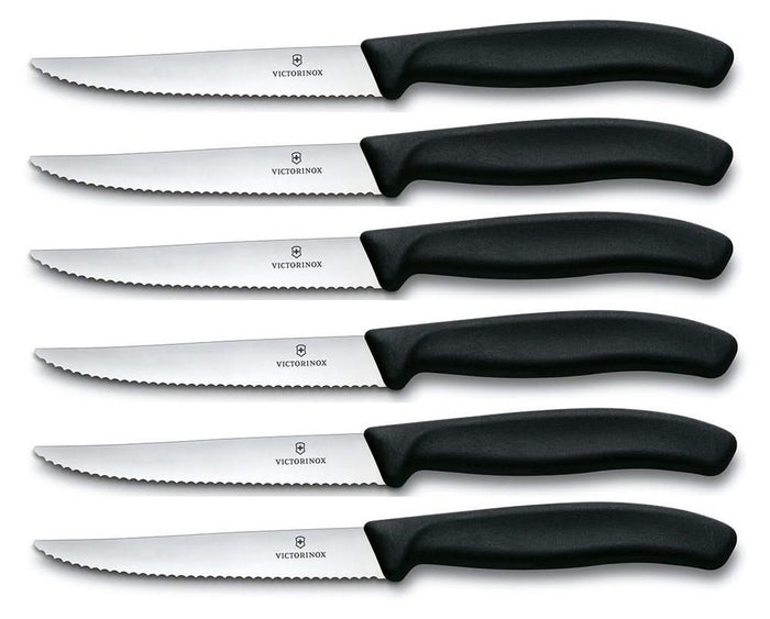 Victorinox Steakmessen Gekarteld Swiss Classic Zwart - 6 stuks