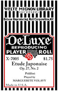 Welte-Mignon No. 7005 - Etude Japonaise by Poldini, pb Volavy