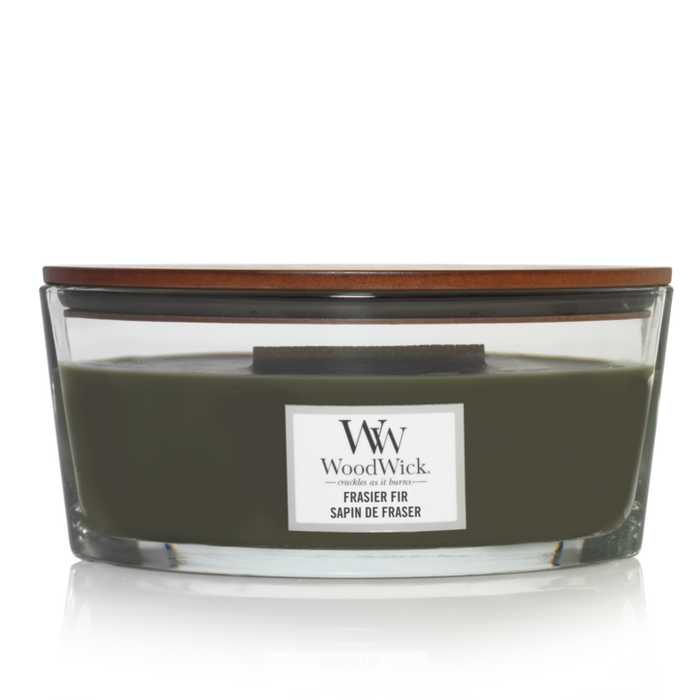 WoodWick Geurkaars Ellipse Frasier Fir - 9 cm / 19 cm - Geurkaars in Glas - Houten Lont